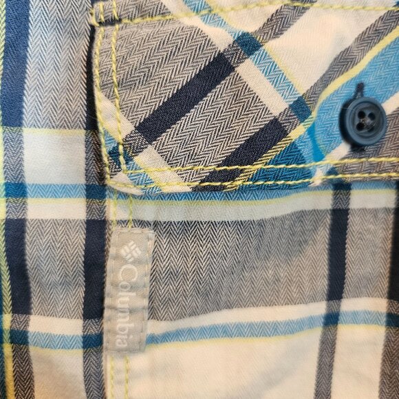 Columbia Mens Blue Plaid Button-Up Shirt L 100% Cotton Casual Long Sleeve Outdoo - Picture 7 of 11